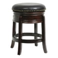 thumbnail image 1 of Benjara Sabi 24" Swivel Counter Stool-Solid Wood-Faux Leather-Cappuccino-Brown, 1 of 6