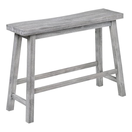 Benjara Saddle Design Wooden Bench with Grain Details- Gray