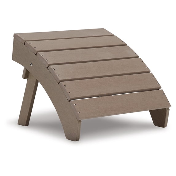 Benjara Sami 20 Inch Outdoor Ottoman, Slatted Design, Sloped Arc, Brown Finish