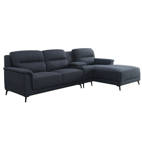 Benjara Sectional with Storage Console and Cupholders, Gray