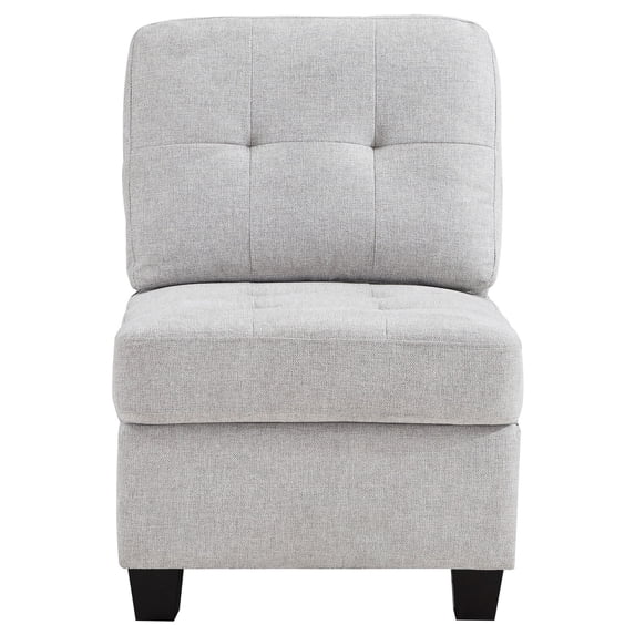 Seh Armless Modular Sofa Chair with Plush Cushions- Soft Light Gray Fabric