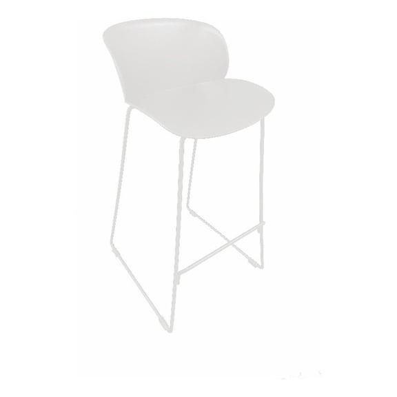 Sia 30 Inch Barstool Chair Set of 2- Curved Back- Square White Metal Legs