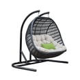 thumbnail image 1 of Benjara Sia 69 Inch Oversized Hanging Chair Swing, 2 Seater, Beige, Black Frame, 1 of 5