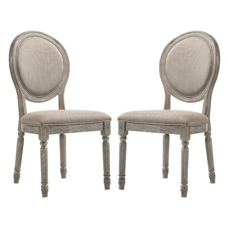 Side Chair with Oval Padded Back and Turned Legs Set 2 Brown