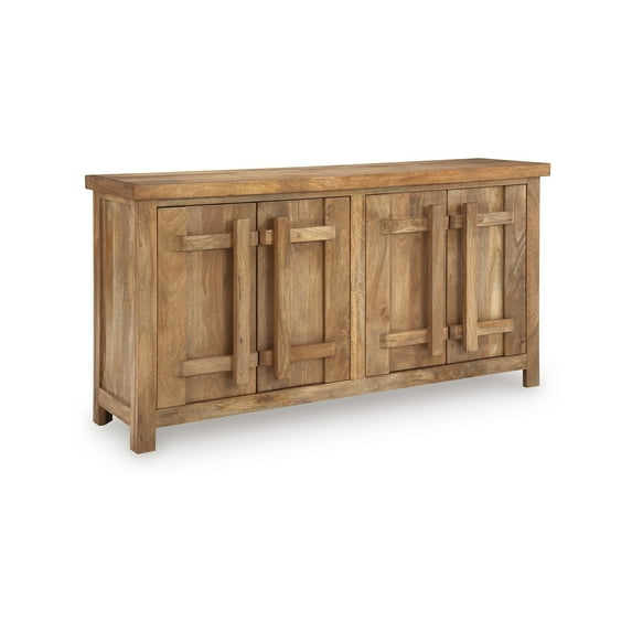 Benjara BM327872 Sideboard Cabinet Console - Craftsman Style - Brown Mango Wood - 68 in.