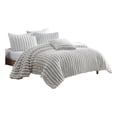 thumbnail image 1 of Benjara Sieno 4pc King Comforter Set- Gray Faux Fur and Micro Mink Backing, 1 of 6