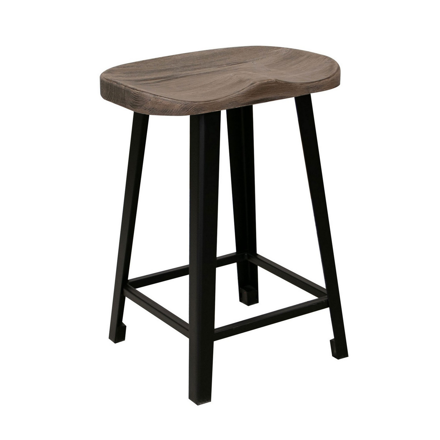 Benjara Simi 24 Inch Counter Height Stool, Industrial Black Metal Base ...
