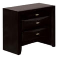 thumbnail image 1 of Simo Nightstand- Spacious Top- Metal Knobs- 3 Drawers- Black Solid Wood, 1 of 6