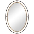 thumbnail image 1 of Sleek Open Double Metal Frame Oval Mirror, Rustic Bronze- Saltoro Sherpi, 1 of 5
