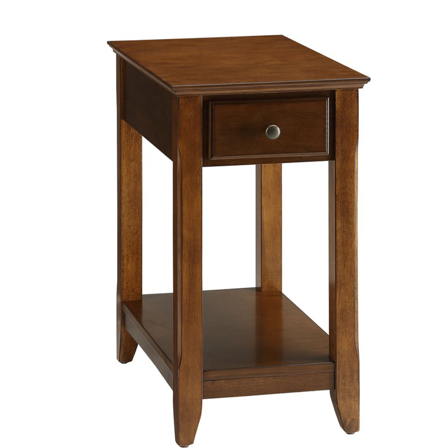 Bertie Transitional Walnut Brown Side Table with Storage