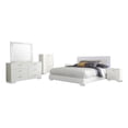 thumbnail image 1 of Sok 6pc Queen Bedroom Set- Faux Leather Upholstery- High Gloss White, 1 of 6