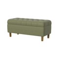 thumbnail image 1 of Sol Storage Bench Ottoman, Light Green Velvet, Brown, 40 Inch, 1 of 3