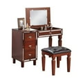 thumbnail image 1 of Sosi 47 Inch Vanity Desk Set with Stool, 3 Mirror Inlaid Drawers, Brown, 1 of 6