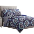 thumbnail image 1 of Split 8 Piece Reversible Printed Full Size Complete Bed Set The Urban Port, Blue, 1 of 2