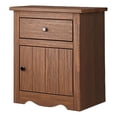 thumbnail image 1 of Stav Nightstand- 1 Drawer and Door- 25 Inch- Plank Style- Brown Solid Wood, 1 of 6