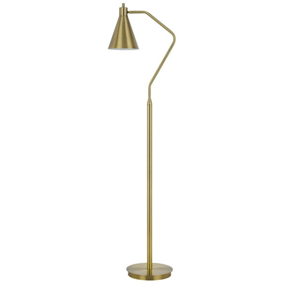 Sty 63 Inch Task Floor Lamp, Swivel Brass Shade Angled Metal Pole