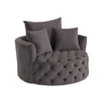 thumbnail image 1 of Benjara Swivel Accent Chair with Curved Design and Button Tufting- Dark Gray, 1 of 7