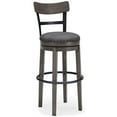 thumbnail image 1 of Benjara Swivel Barstool with Nailhead Trim and Curved Panel Back, Tall, Gray, 1 of 9