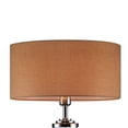 thumbnail image 1 of Benjara Table Lamp with Hand blown glass pattern and Bottle Base, Silver and Blue, 1 of 6