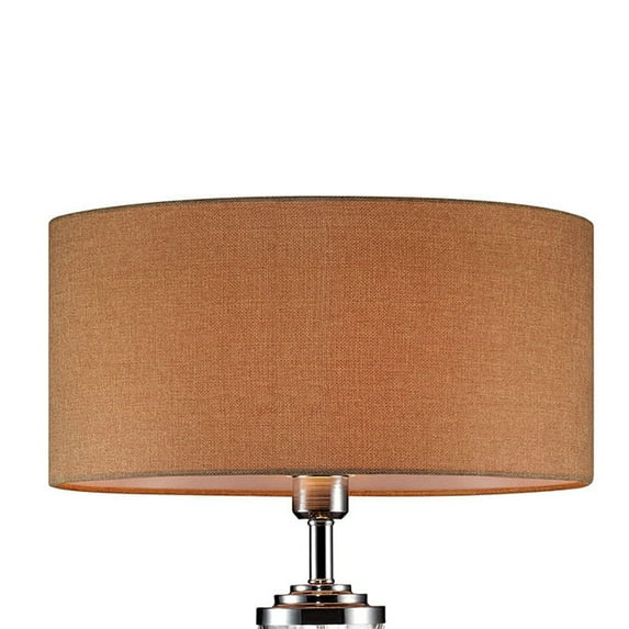 Benjara Table Lamp with Hand blown glass pattern and Bottle Base, Silver and Blue