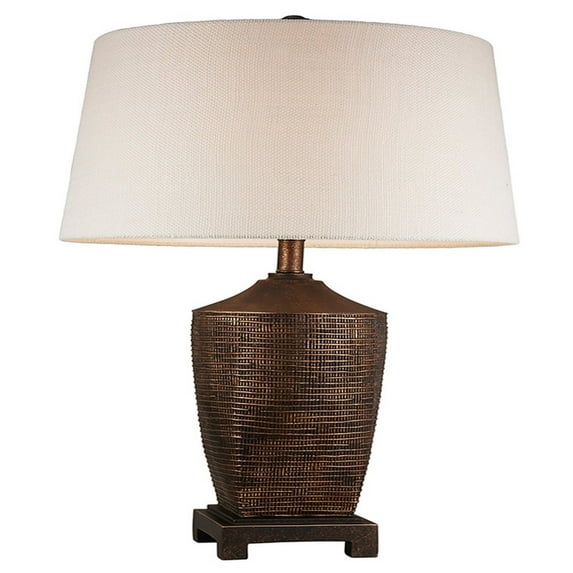 Benjara Table Lamp with Polyresin Urn Shape Base, Bronze