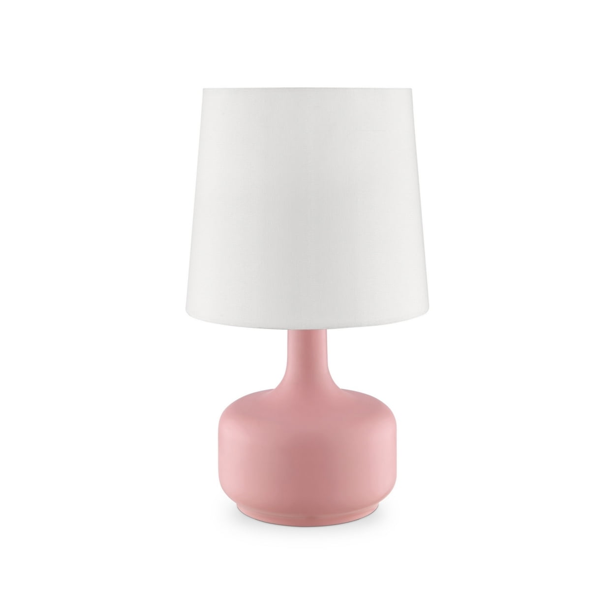 Pink Teardrop Metal Base Table Lamp with White Fabric Shade