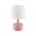 thumbnail image 1 of Table Lamp with Teardrop Metal Base and Fabric Shade, Pink, 1 of 5