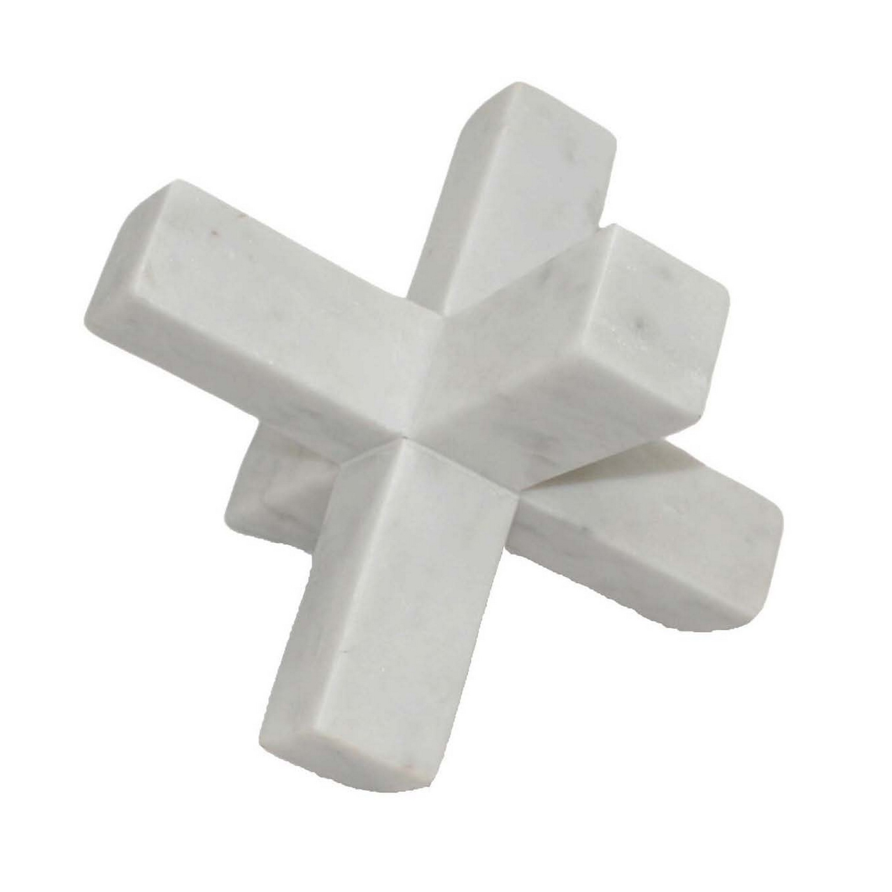 Tabletop Accent Decor, 9 Inch Geometric Cross Design, White Marble ...