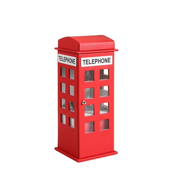 Telephone Booth Jewelry Box with 2 Drawers, Red