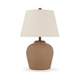 thumbnail image 1 of Benjara BM327808 Tery Table Lamp - Empire Hardback Shade - Textured Rust Brown Metal Base & White, 1 of 5