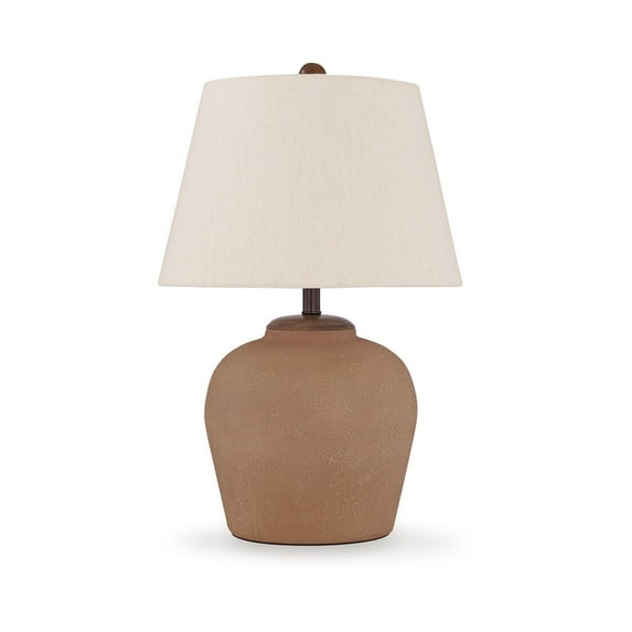 Benjara BM327808 Tery Table Lamp - Empire Hardback Shade - Textured Rust Brown Metal Base & White