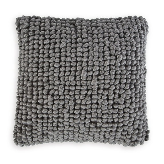 Benjara Throw Pillow Set of 4, 19 Inch, Looped Design, Textured Gray Polyester