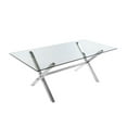 thumbnail image 1 of Benjara Tia 79 Inch Dining Table, Rectangular Tempered Glass Top, X Steel Legs, 1 of 6