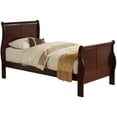 thumbnail image 1 of Transitional Panel Design Sleigh Twin King Size Bed, Cherry Brown, 1 of 5