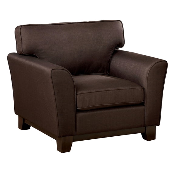 Benjara Transitional Style Chair with Pillow Backrest and Flared Armrests, Brown