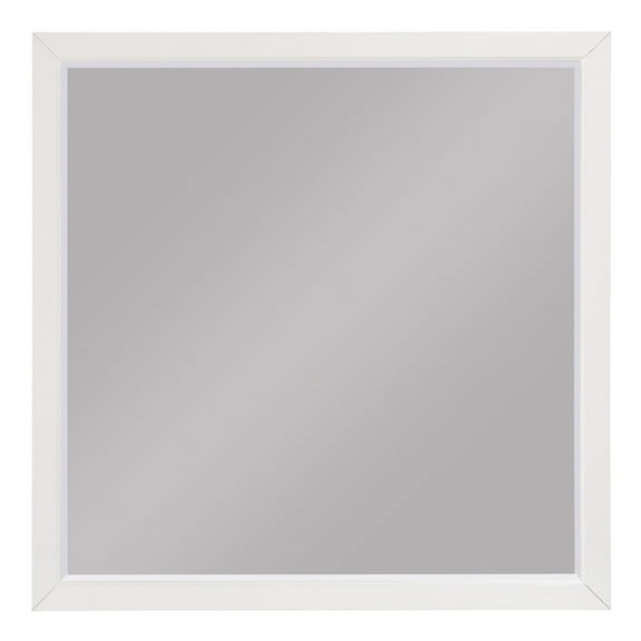 Benjara Transitional Style Square Wooden Frame Mirror, White