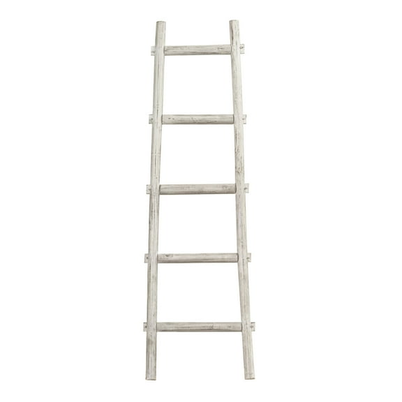 Benjara 59" Transitional Wood Decor Ladder with 5 Steps in White