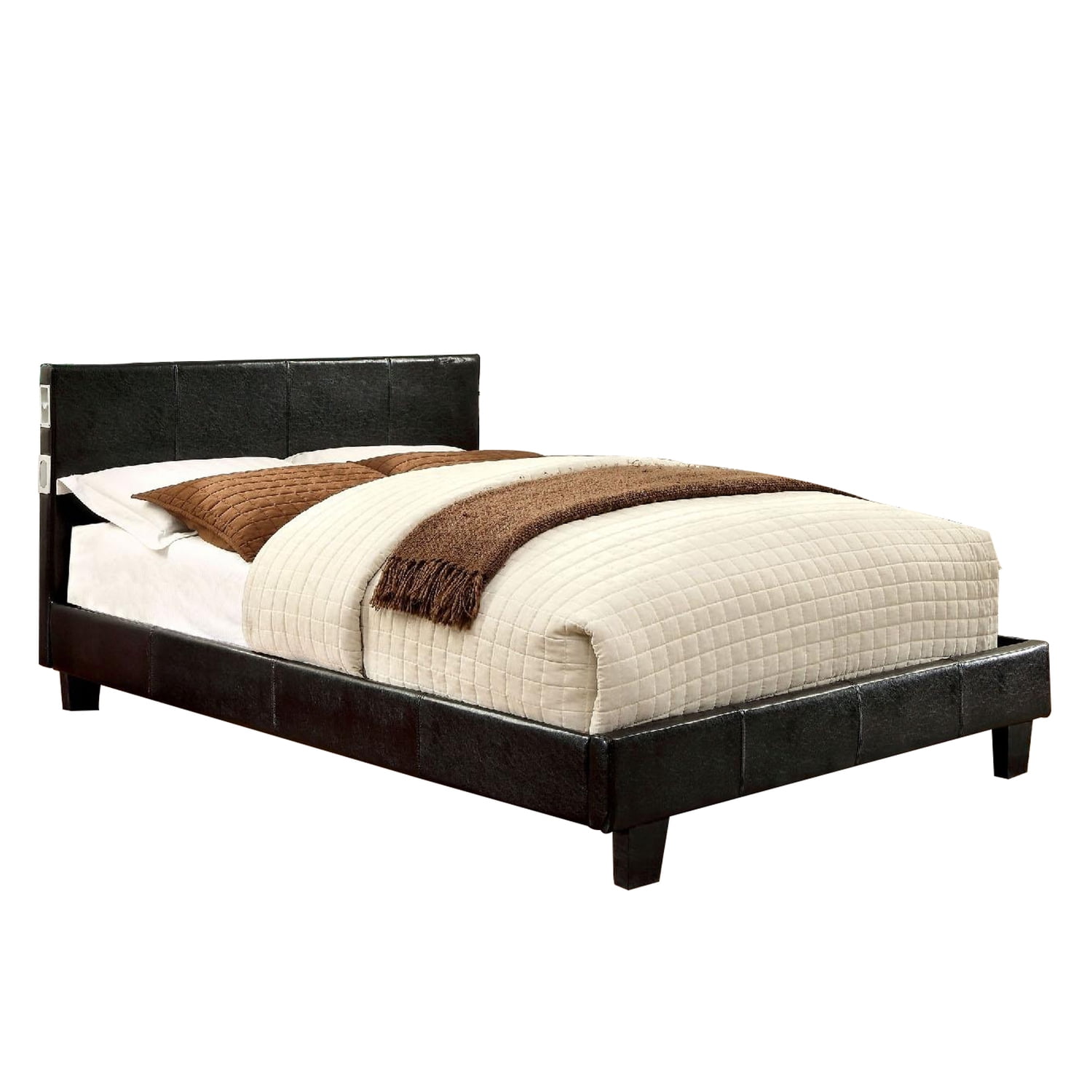 Benjara Transitional Style Wooden Eastern King Bed With Tapered Legs Brown Walmart Com