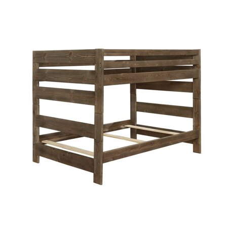 Transitional Style Wooden Full Over Full Bunk Bed with Guard Rails, Brown - Saltoro Sherpi