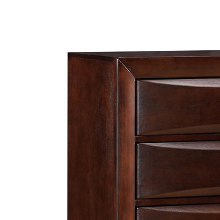 Benjara Transitional Wooden Chest with 5 Spacious Beveled Drawers, Brown