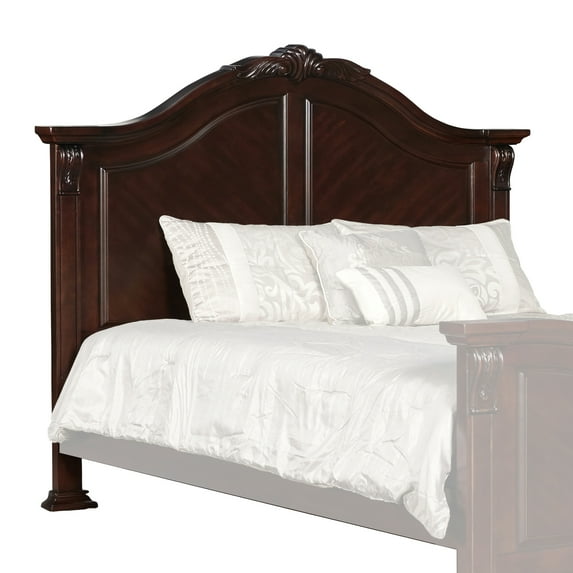 Benjara Transitional Wooden Queen Size Headboard with Camelback Design, Brown