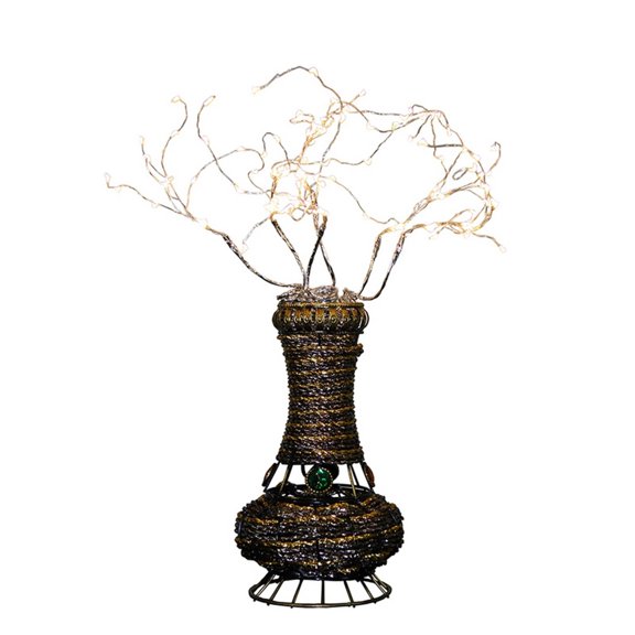 Benjara Tree Table Lamp with Aluminum Wire and Multiple LED, White