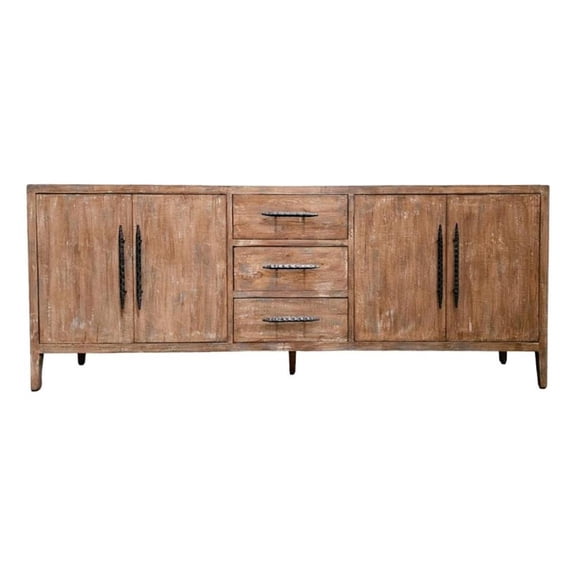 Benjara Tuley Sideboard Buffet Cabinet- 3 Drawers- 2 Cabinets- Brown- 91 Inch