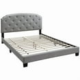 thumbnail image 1 of Twin Bed with Button Tufted Scalloped Headboard in Light Gray, 1 of 5