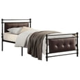 thumbnail image 1 of Benjara Twin Size Metal Platform Bed with Button Tufted Leatherette Padding, Black, 1 of 3