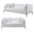 thumbnail image 1 of Benjara Two Piece Leatherette Upholstered Tufted Sofa Set with Accent Pillows and Steel Feet, White, 1 of 3