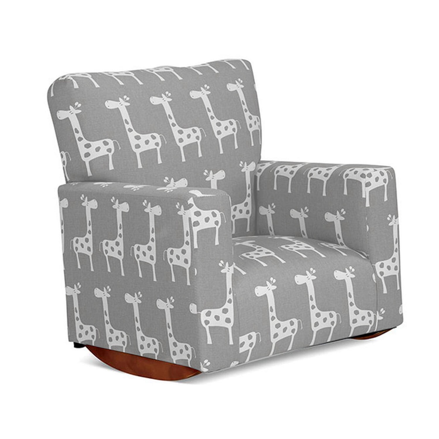 Benjara Tye 24 Inch Kids Rocking Chair, Gray, White Giraffe Print ...