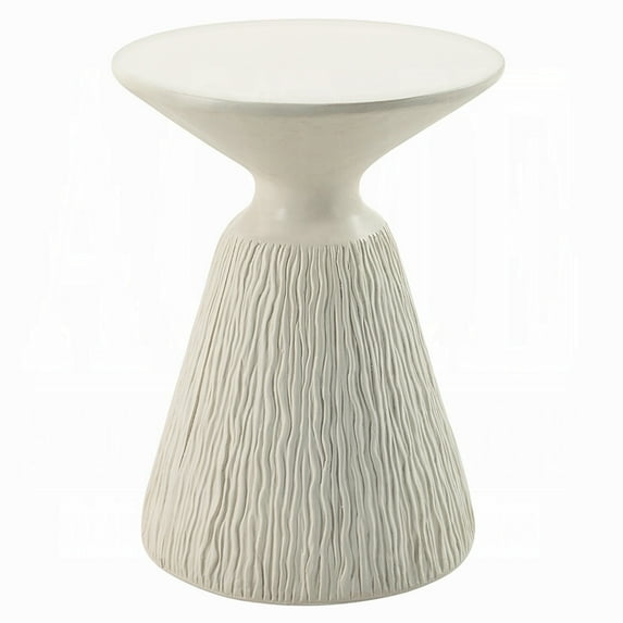 Uane Accent Table-Sculpted Natural White Cement-Round 16 Inch Top