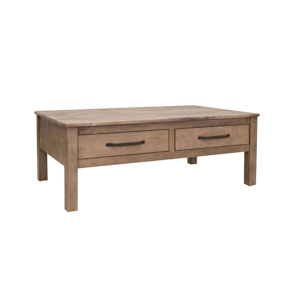 Benjara Umey 53 Inch Coffee Table, 2 Drawers, Light Natural Brown Wood Frame