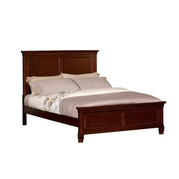 Benjara Umi Full Size Bed, Classic Panel Design with ed Details, Brown Wood
